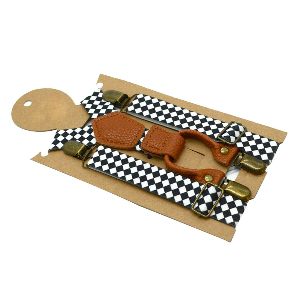 Boys X Shape Suspenders Adjustable Strap Metal Clips Braces Causal Pants