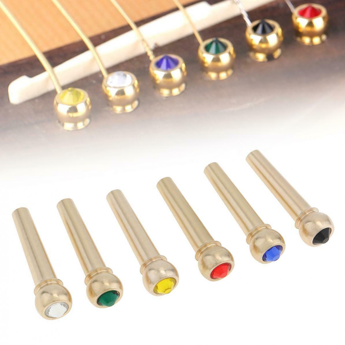 6pcs Guitar Strings Nail Acoustic Colorful Guitar Bridge Pins Brass Guitar