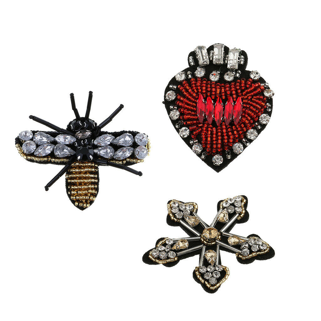 3x glitter patches application patches for sewing and ironing, for