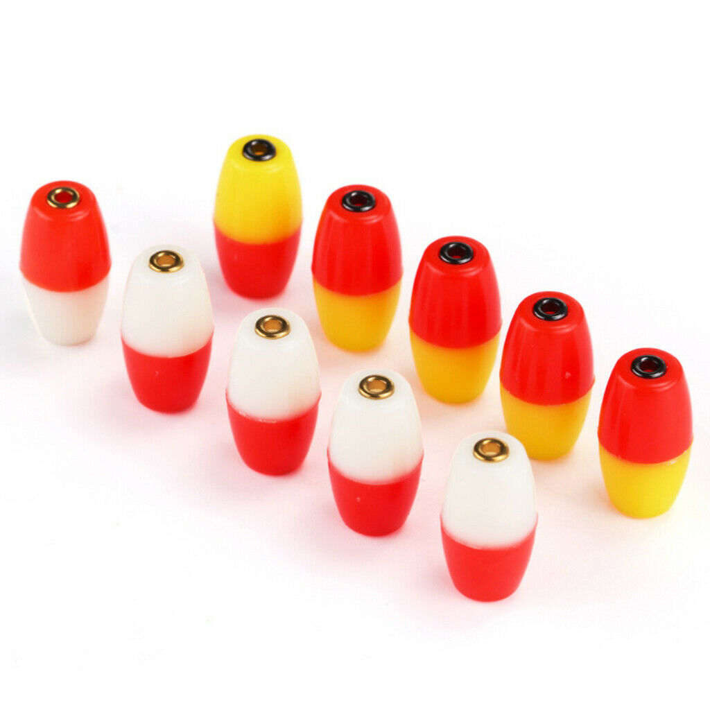 10pcs Plastic Luminous Fishing Float Bobbers Buoy Orange+Green