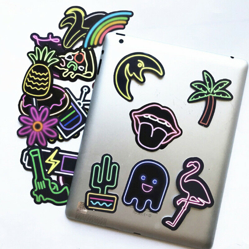 21Pcs neon light style cute stickers for suitcase laptop guitar cool dood.l8