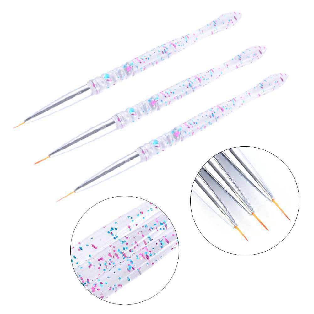 3Pcs/set Nail Art Gel Design Pen Painting Polish Brush Dotting Drawing Tools Kit