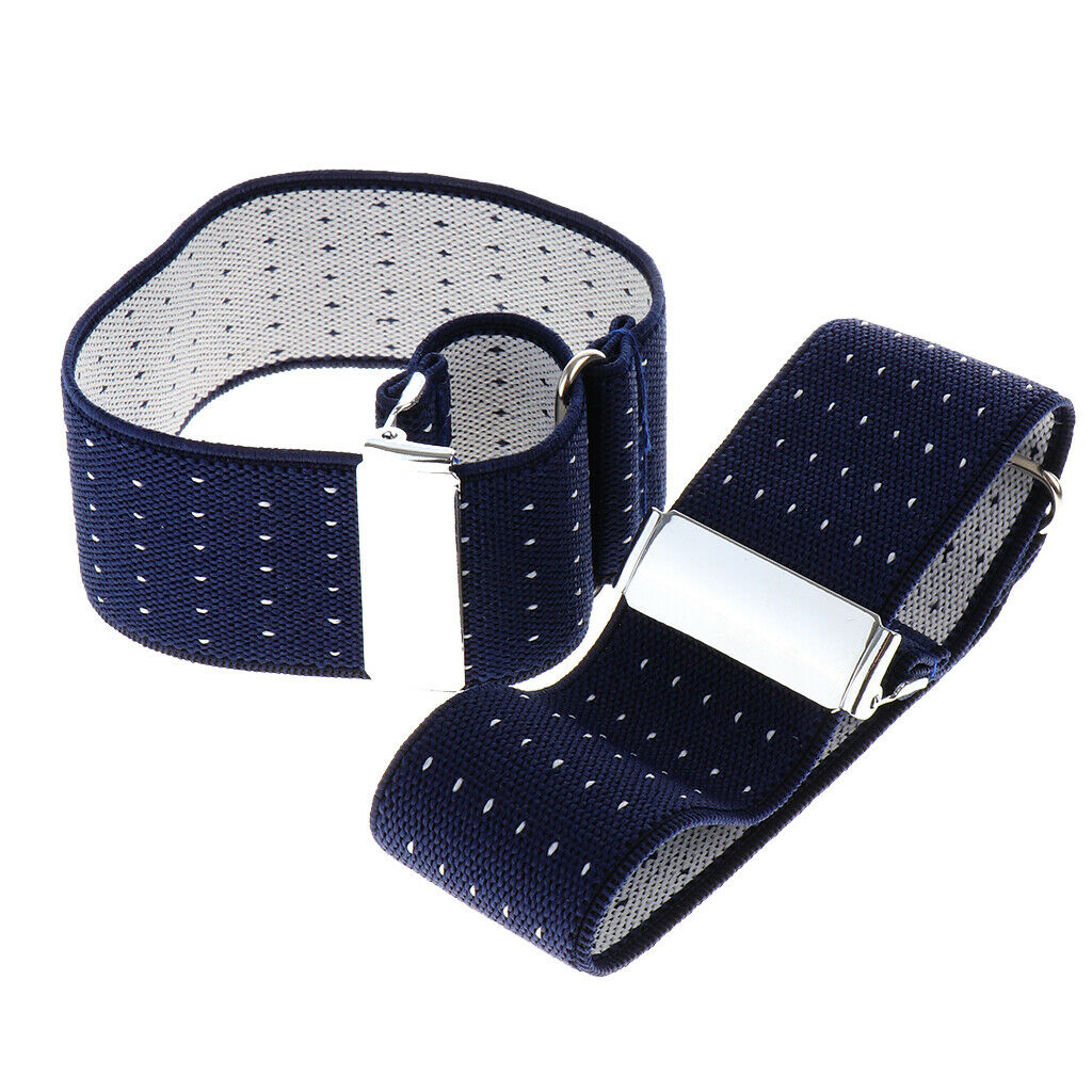 2pairs Men's Non Slip Arm Garter Adjustable Jacquard Cuff Holder Metal Clip
