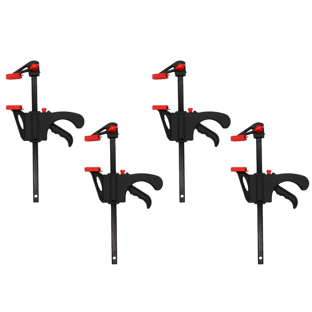 4pcs Durable Black 10cm Heavy Duty Adjustable Wood Bar Clamp Squeeze Clamps