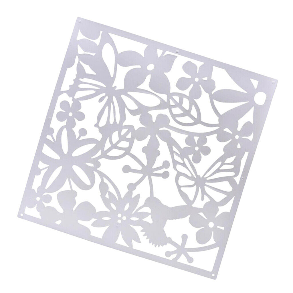 4pcs Butterfly Flower Hollow Panel for Living Room Hotel Decor 40x40cm White