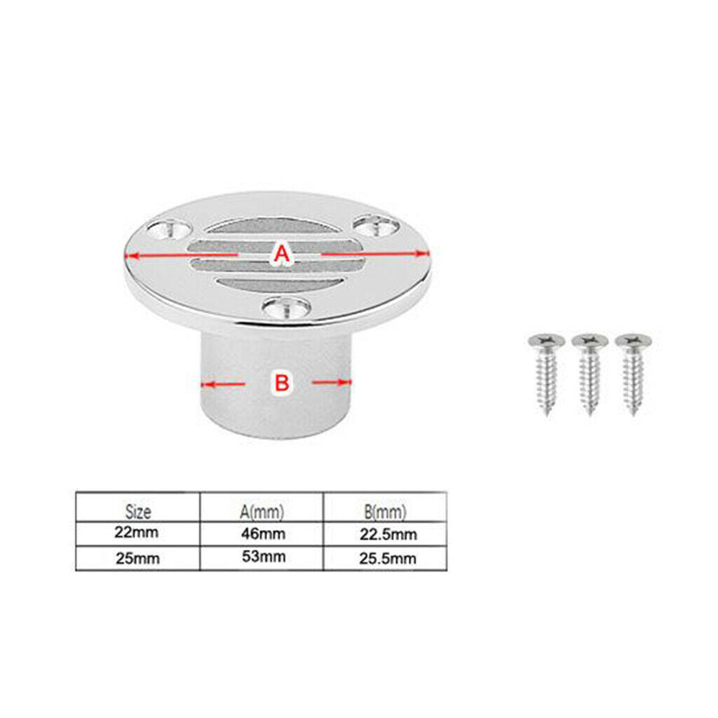 Floor Drain with Screws Marine Grade 316 Stainless Steel Boat Ship 7/8 inch