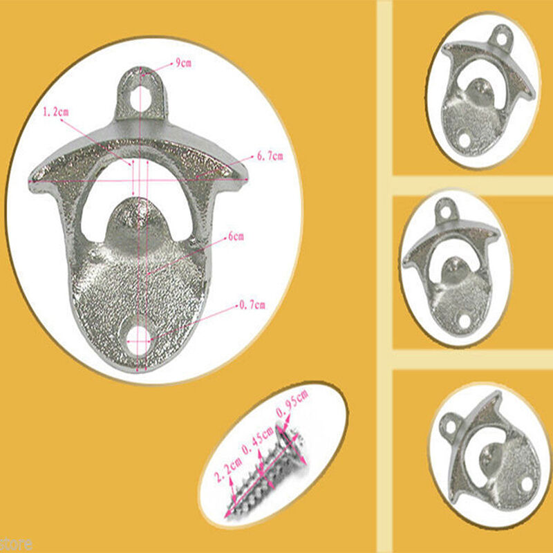 Retro Wall Mounted Bottle Beer Coke Cap Metal Fixed Opener Bar Kitchen Craft  NC
