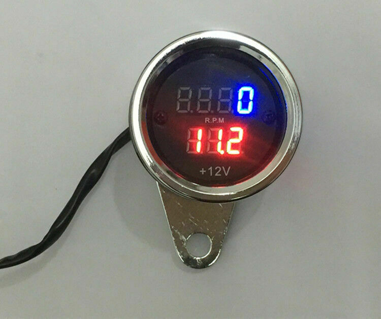 Universal Motorcycle PRM Waterproof LED Digital Tachometer Voltmeter Gauge Combo
