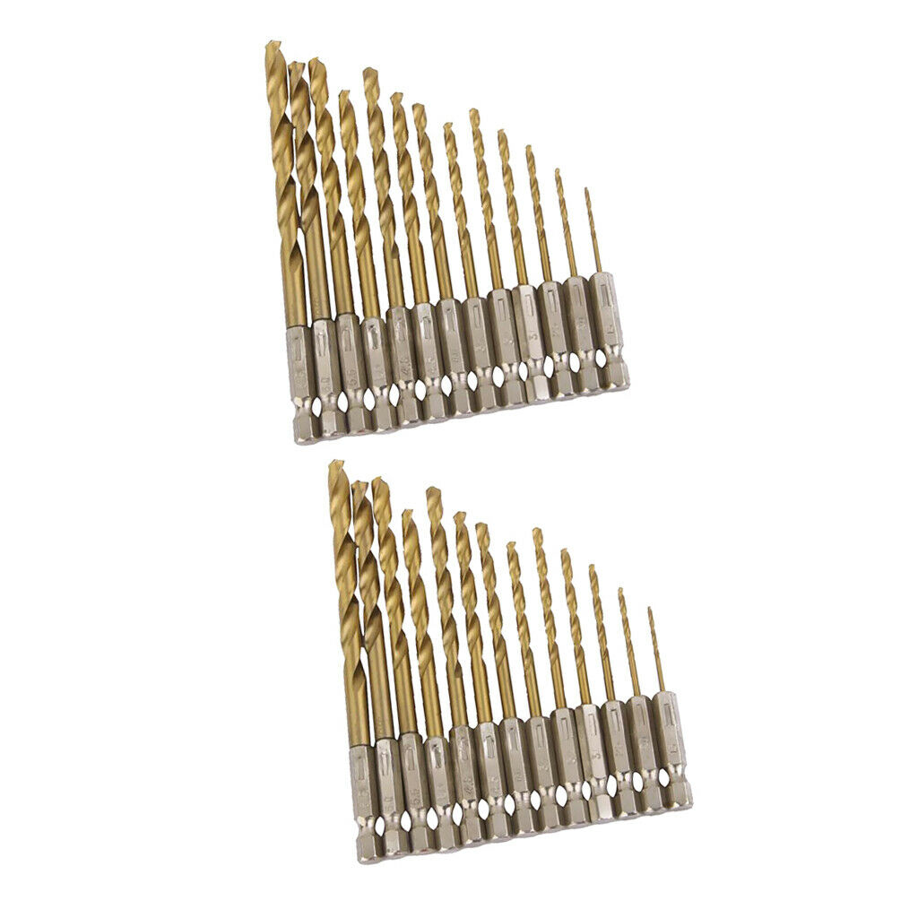2 HSS Drill Bits Titanium Coated Twist Drill Bit, Stainless Steel, 1/4 ''