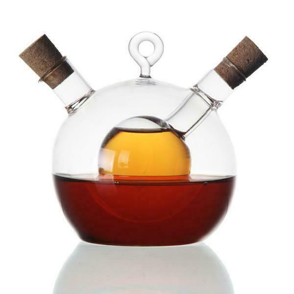 5x Glass Oil Vinegar Dispensing Bottle Jars Pot Kitchen Sauce Cruet 2 Outlets