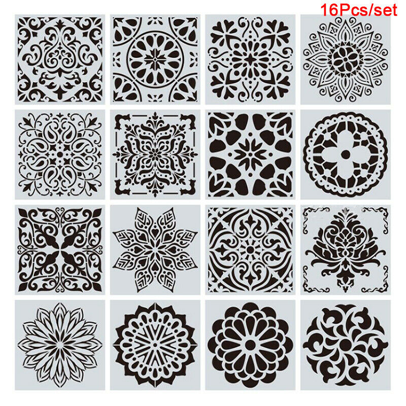 16pcs/Set Mandala Stencils Painting Floor Wall Stone Painting Template To.l8