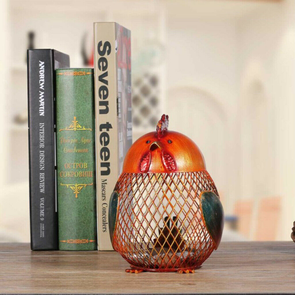 Metal Coin Box Cock Ornament Child Money Bank Rooster Iron Art Christmas Present