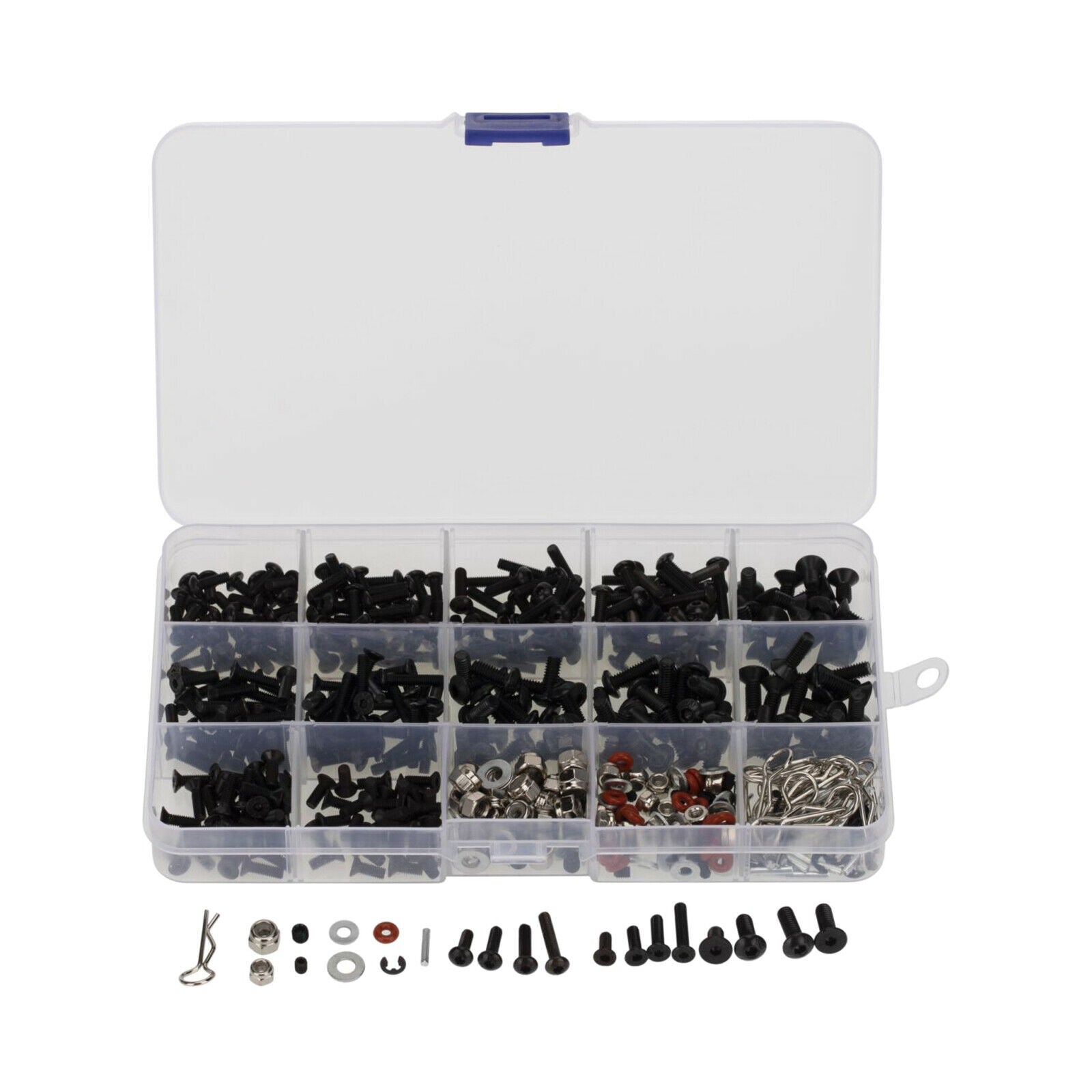 500Pcs Metal M3 M4 Screws Nut Shell Buckle Kit Fit for 1/8 RC Repair Parts