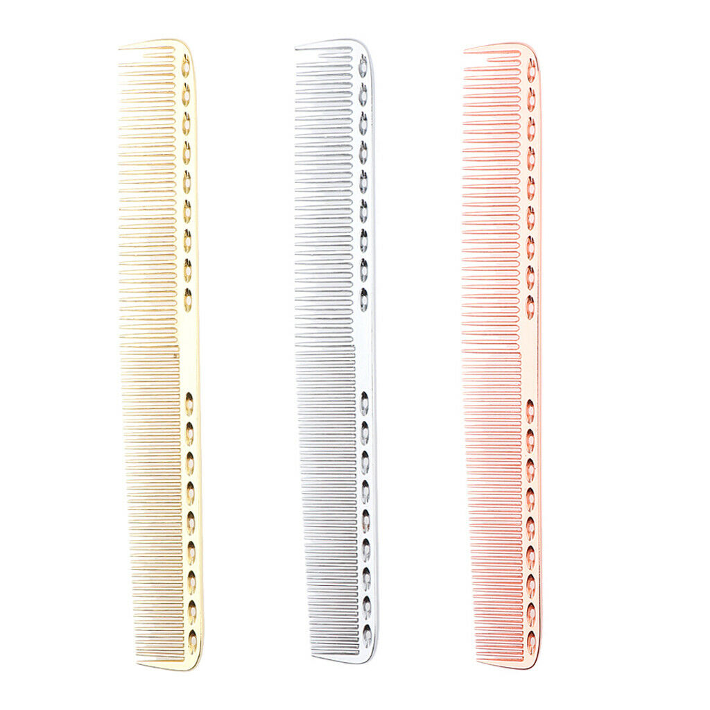 21.5cm Salon Hairdressing Aluminum Hair Comb Anti Static Detangling Comb 3x