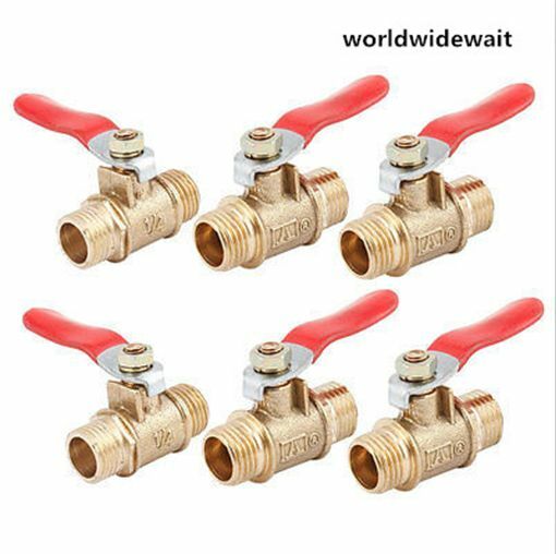 6pcs 1/4PT 13mm Male M/M Threaded Air Gas Pneumatic Lever Handle Ball Valve