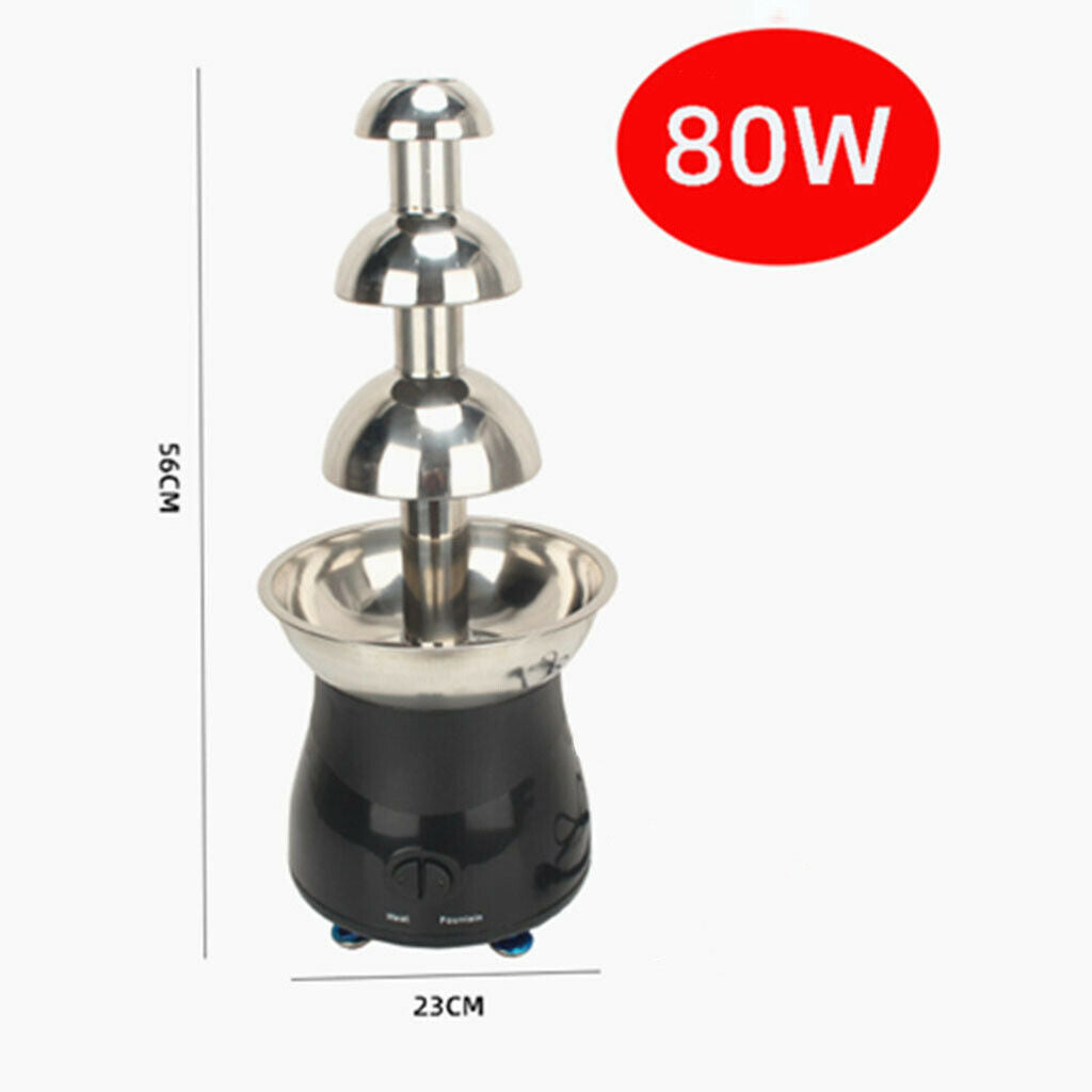 Stainless 4 Tiers Chocolate Fondue Fountain Machine Small For Party Plug-US