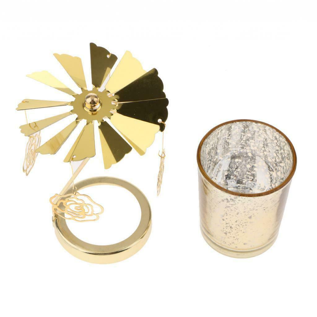 Romantic Rotating Candle Holder Stand Spining Tealight Candlestick Rose