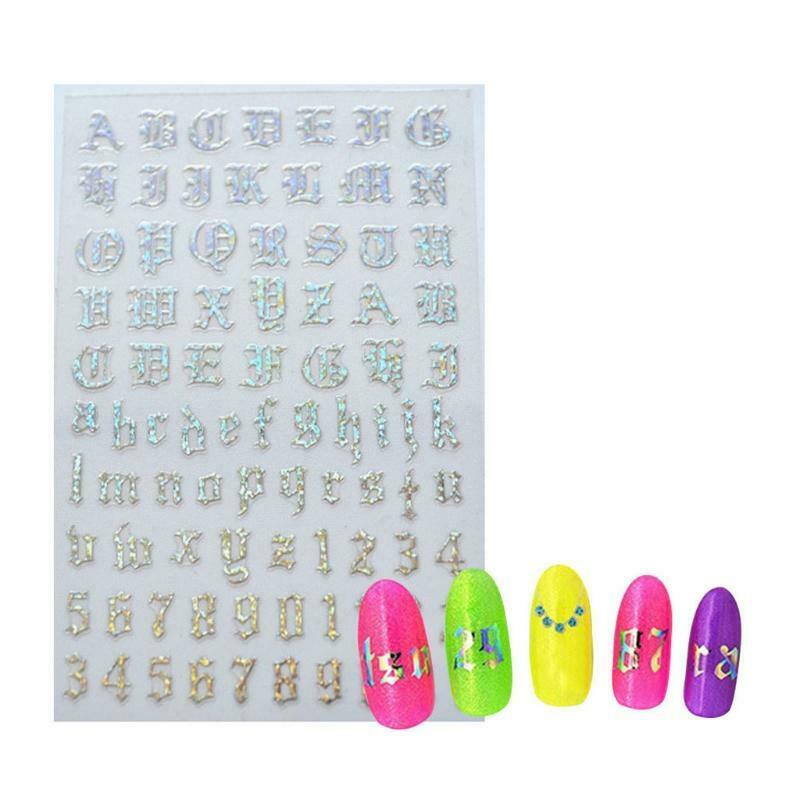 4Color/Set Russia Letter Word Numbers Old English Nail Stickers Nail Art Decals