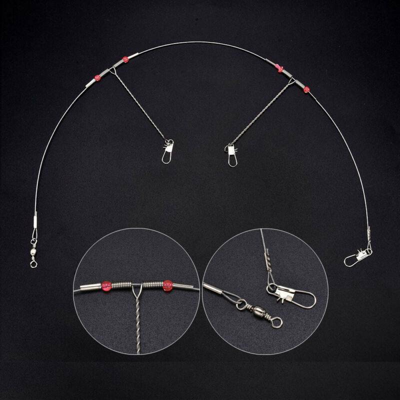 10 High Carbon Fishing Wire Line Rope Wire Safety Snaps Leader Trace With Snap..