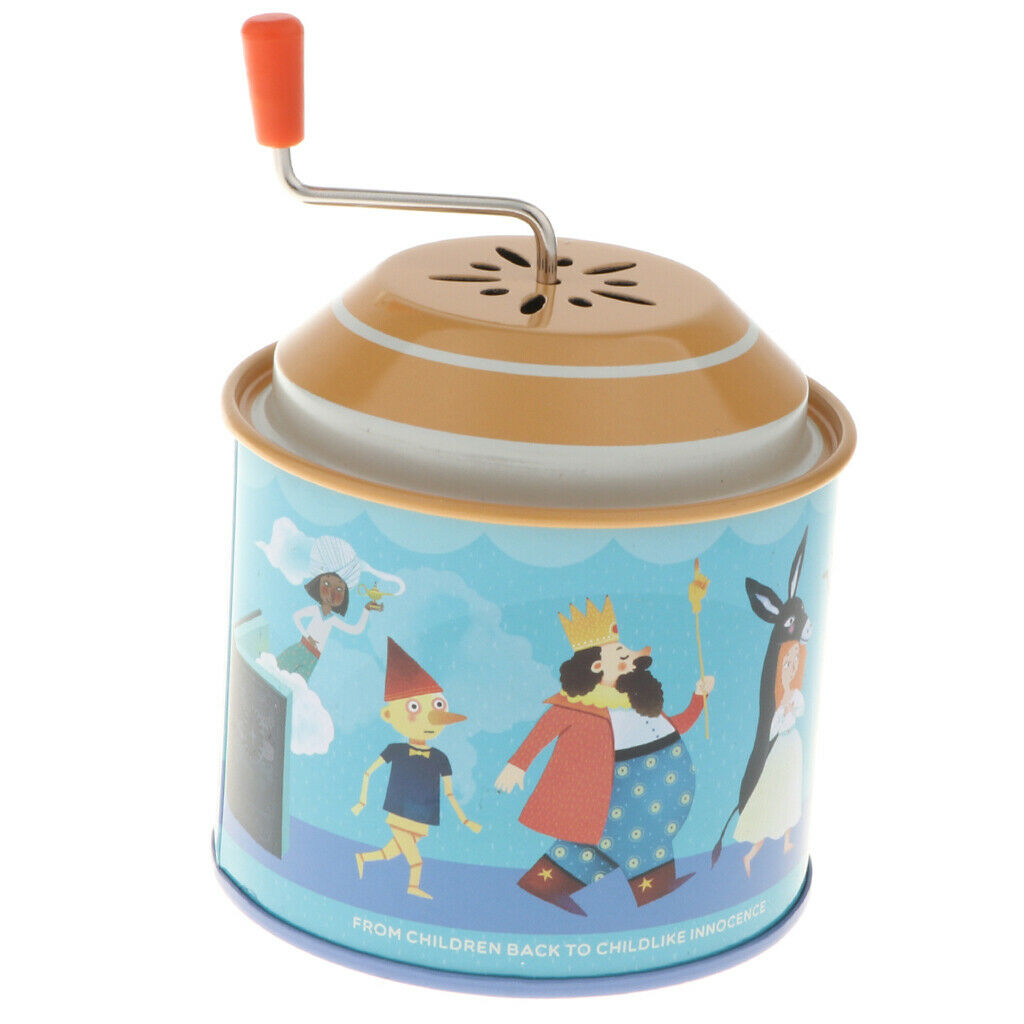 Classic Cartoon Fairy Tale Tin Hand Crank Music Box for Kids Toddler Christmas