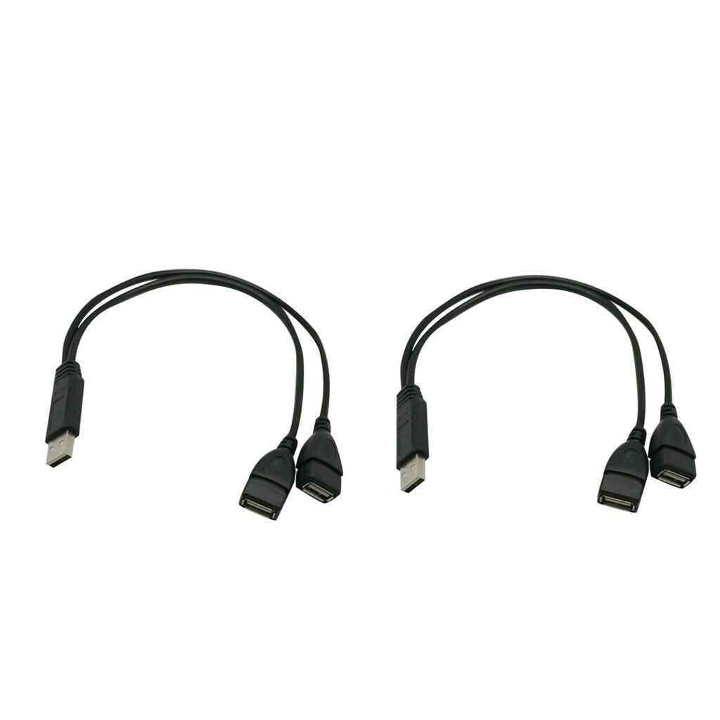 2pcs USB 2.0 1 to 2 Data Charge Extension Y Splitter Cord Converter Cable
