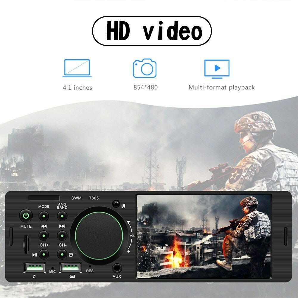 4.1" Car MP5 Player 1DIN Touch Screen Audio Video Bluetooth FM Radio + Carema P