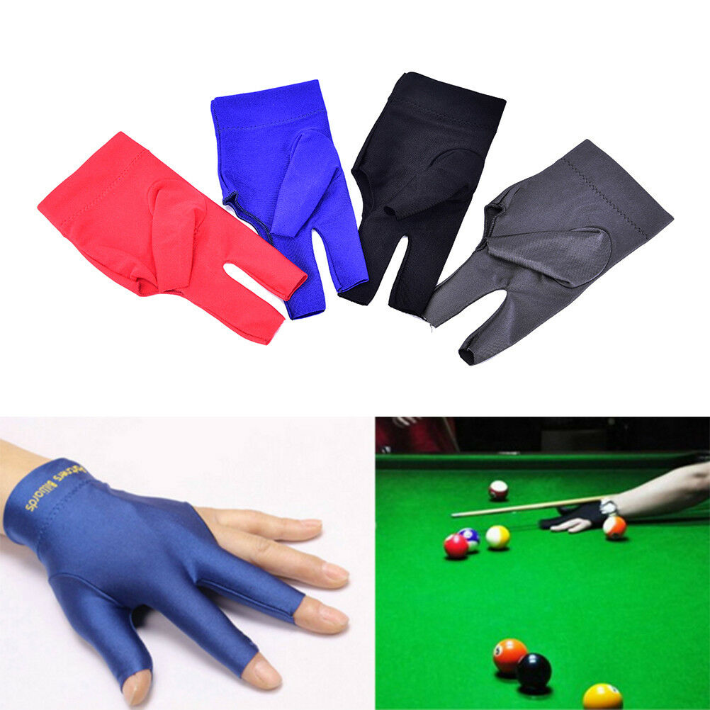 Blue Spandex Snooker Billiard Cue Glove Pool Left Hand Three Finger Accessory*WF