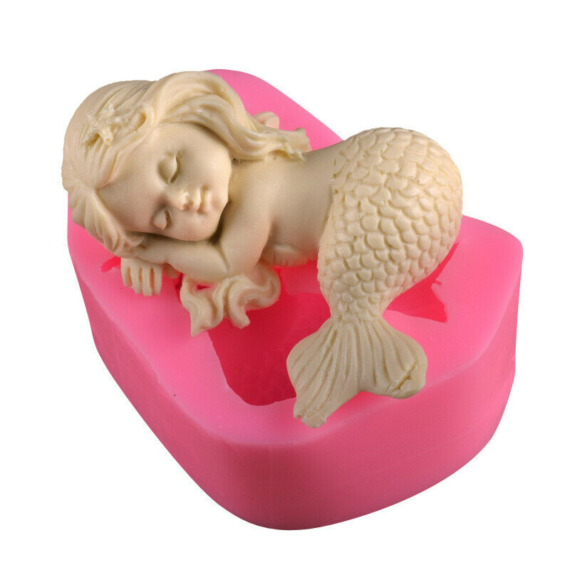 Sleeping Mermaid Silicone Mold Cake Decor DIY Craft Soap Tools Christmas GifBDD