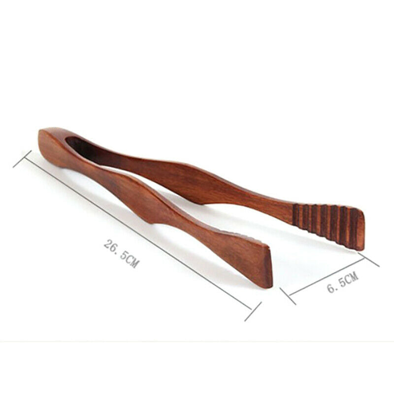 Wooden Clip Cooking Kitchen Tongs Food BBQ Tool Salad Bacon Steak Bread C.l8