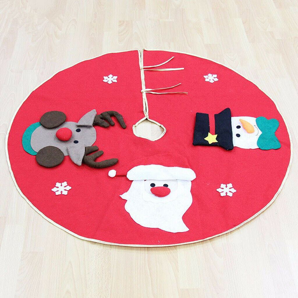 Christmas Tree Skirt Santa Snowman Reindeer Xmas Carpet Apron Party Decor