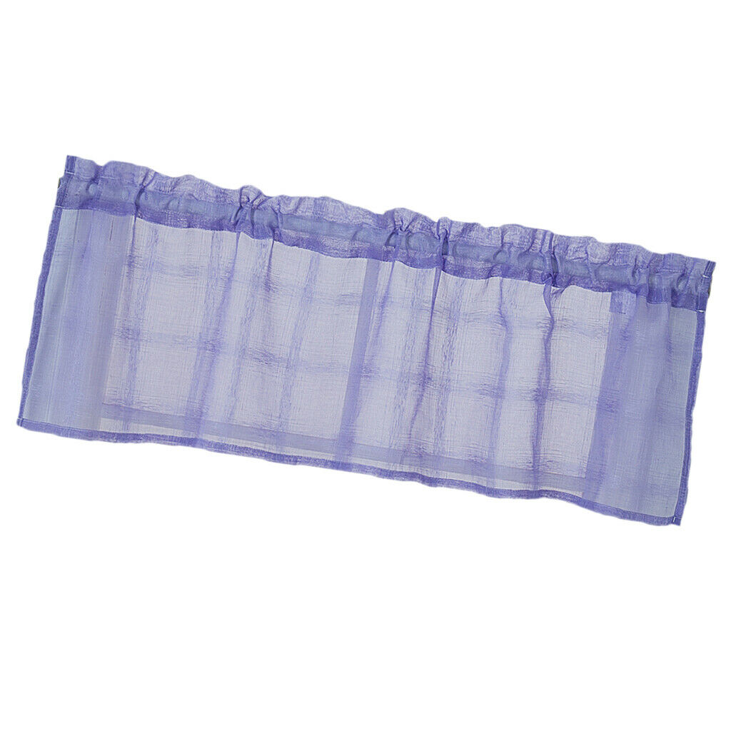 Yarn Rod Pocket Sheer Curtain Valance for Kitchen Bathroom Purple-137x90cm