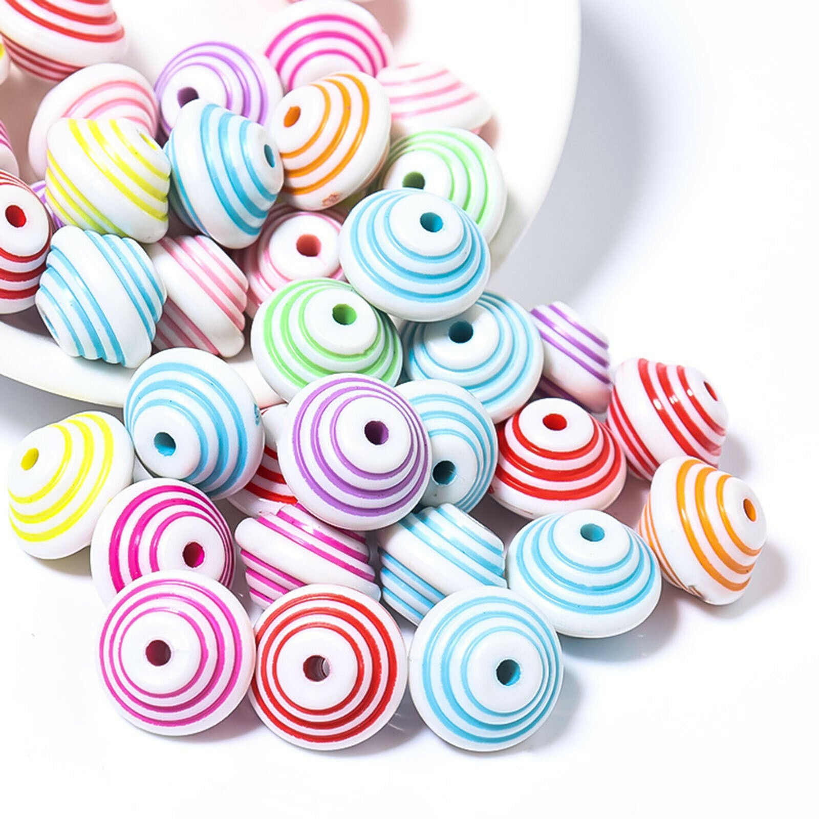300Pcs Colorful Beads 12mm Spacer Beads with Storage Box for DIY Accessories
