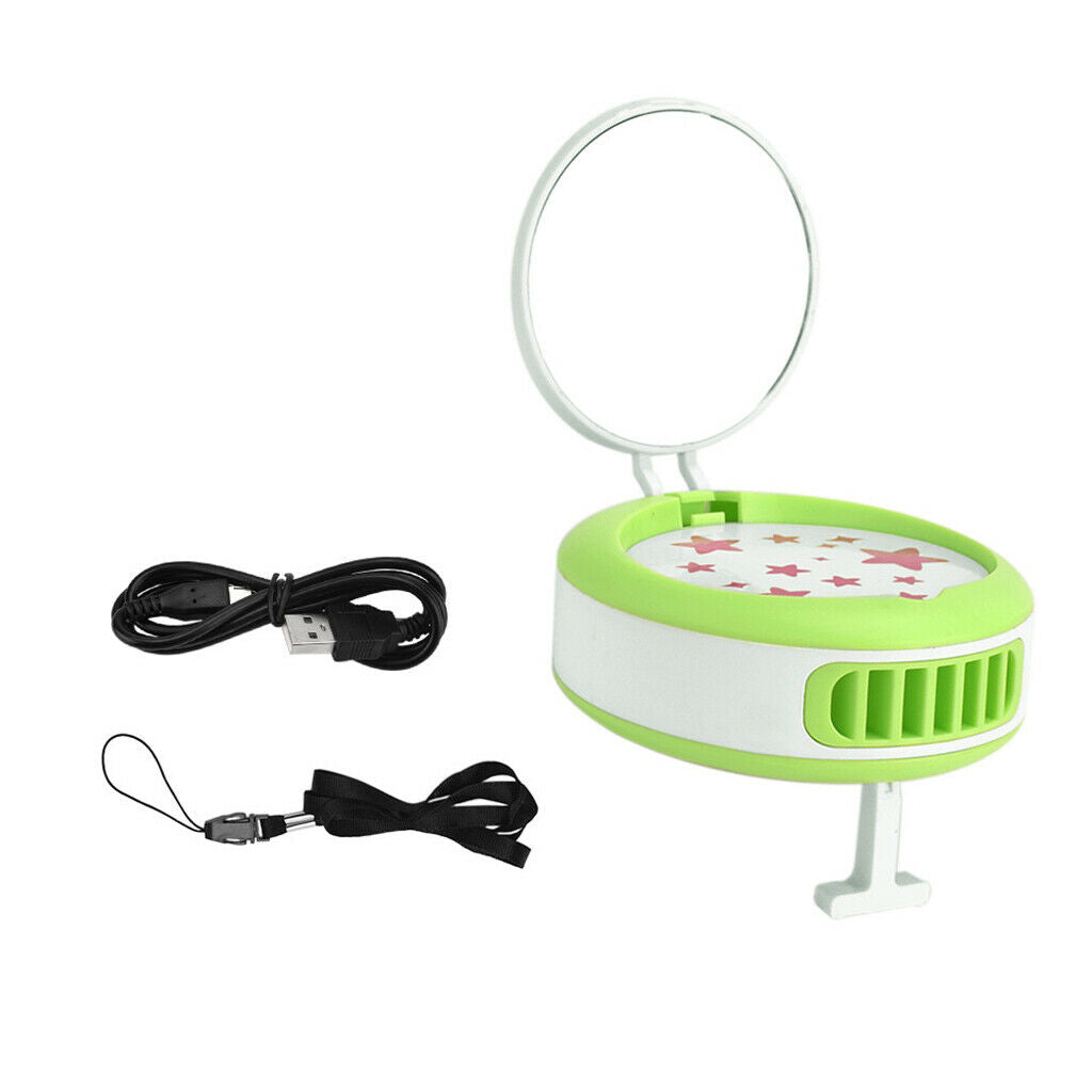Mini Eyelashes Dryer Electric Air Conditioning Fan Nail Blower w/ Mirror Green