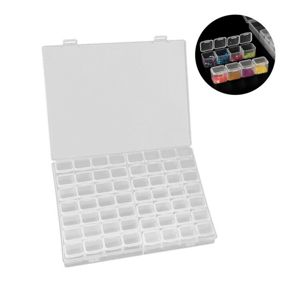 56 Grids Nail Beads Gem Diamond Display Storage Case Jewelry Necklace Holder