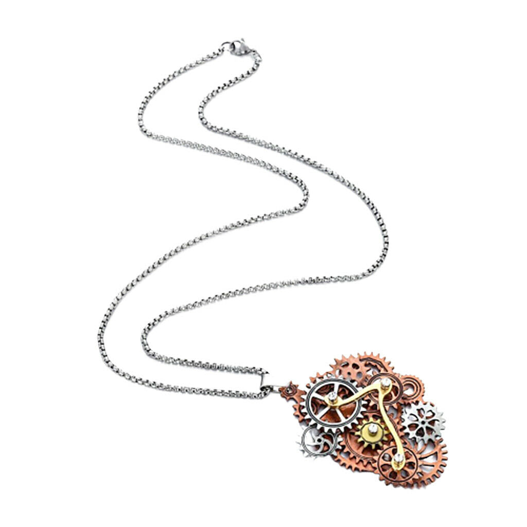 Steampunk Necklace Pendant Choker 24” Chain Party Prom Jewelry Cool Gift