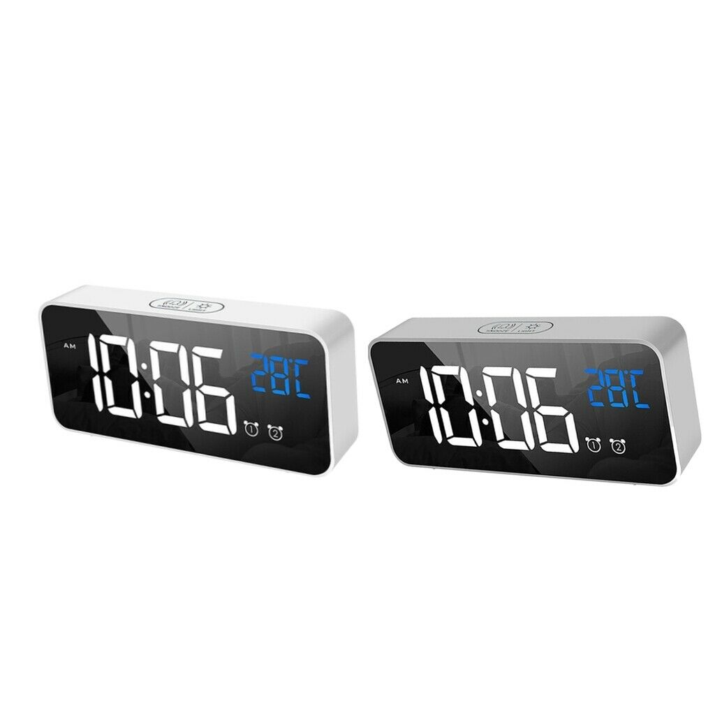 2 Packs Mirror Alarm Clock Home Desk Clock For Living Room Office Decoration