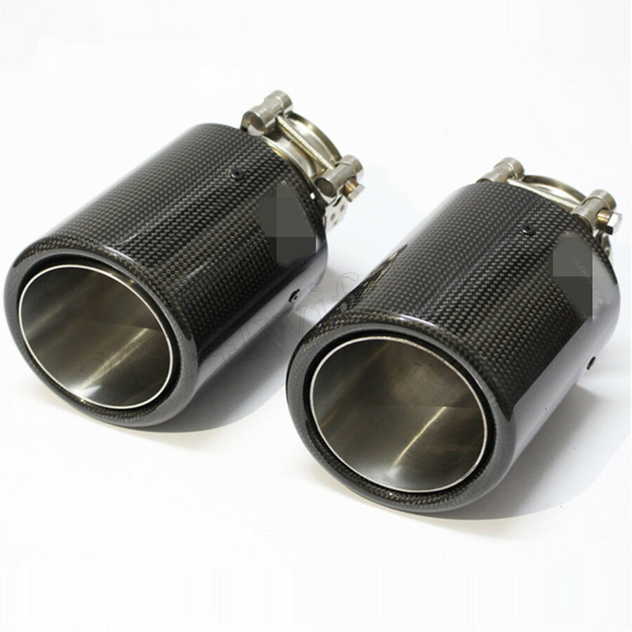 Inlet 3" 76mm Outlet 4.5" 114mm Carbon Fiber Glossy Exhaust Tips Muffler Pipe