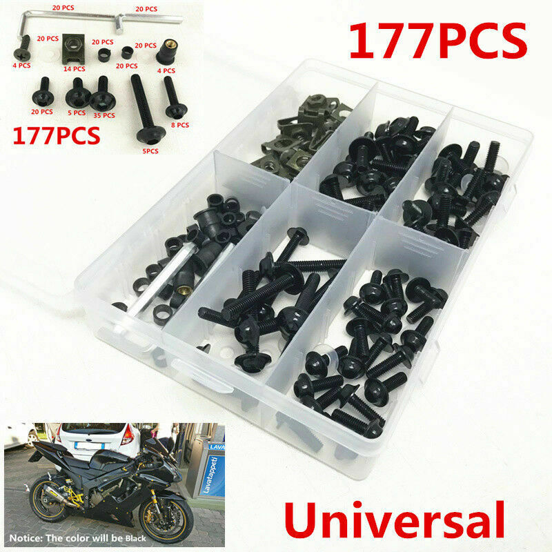 177x Motorbike Fairing Bolt Kit Body Work Screw Spire Screw Spring Nut Universal