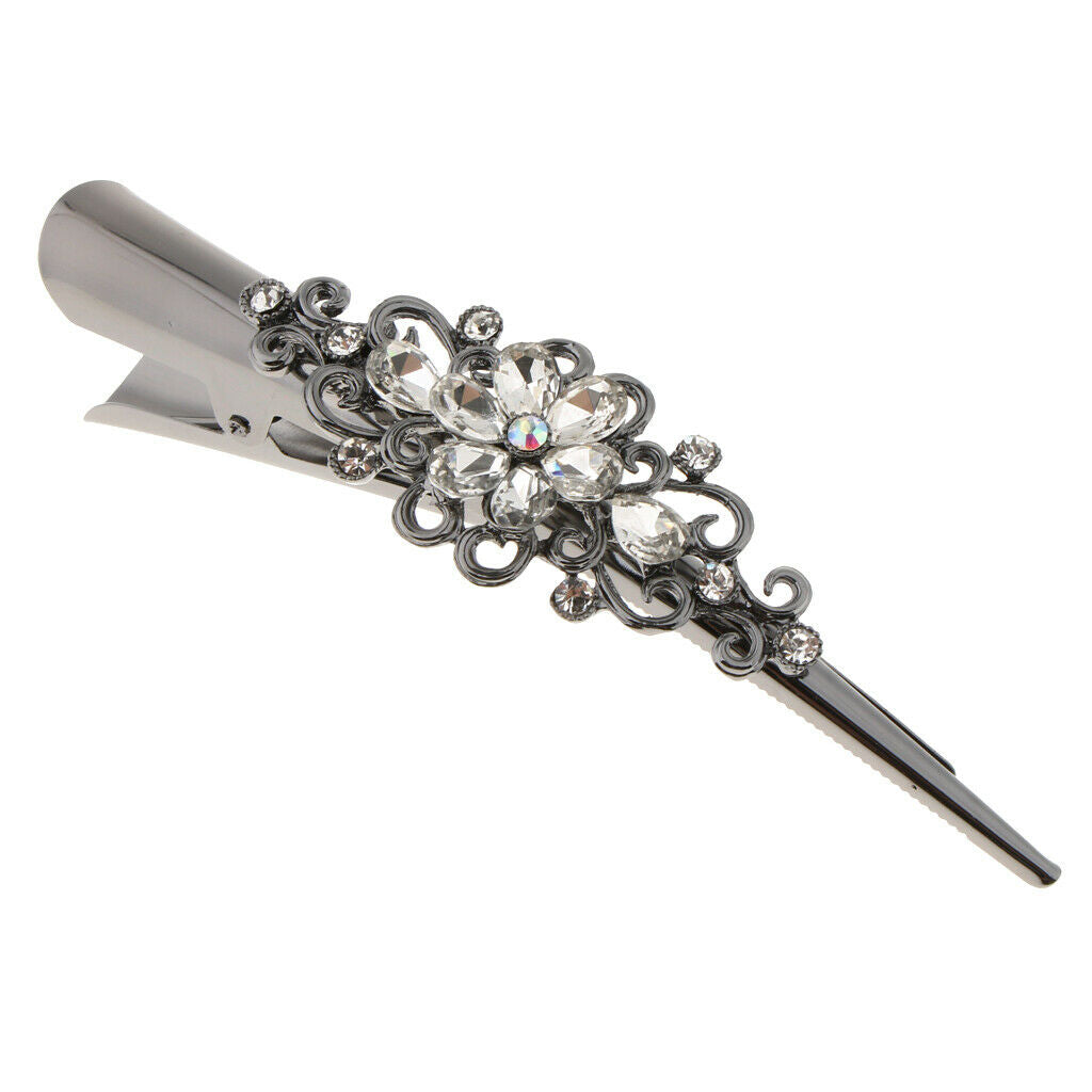 2X Metal Crystal Hair Clips Crocodile Hair Grips Hair Clasp Hairpin New White