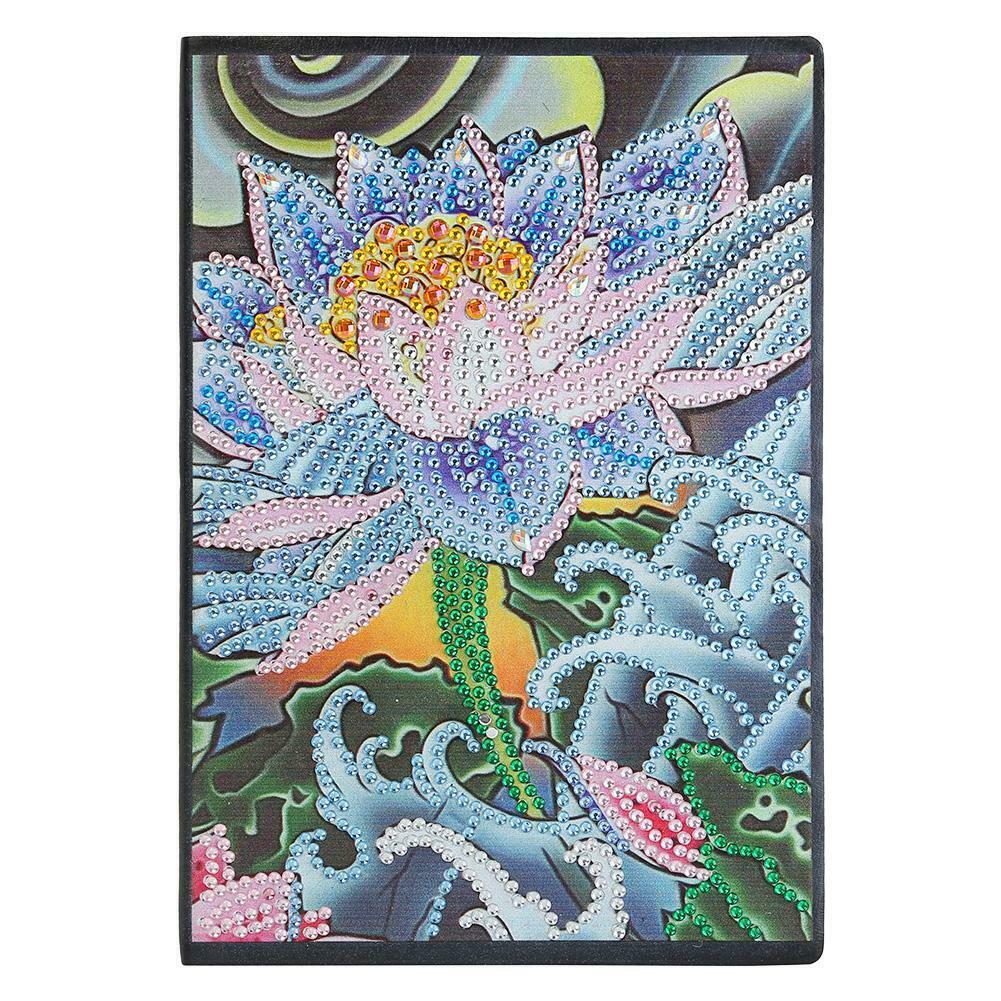 DIY Lotus Special Shaped Diamond Painting 50 Pages A5 Sketchbook Notebook @