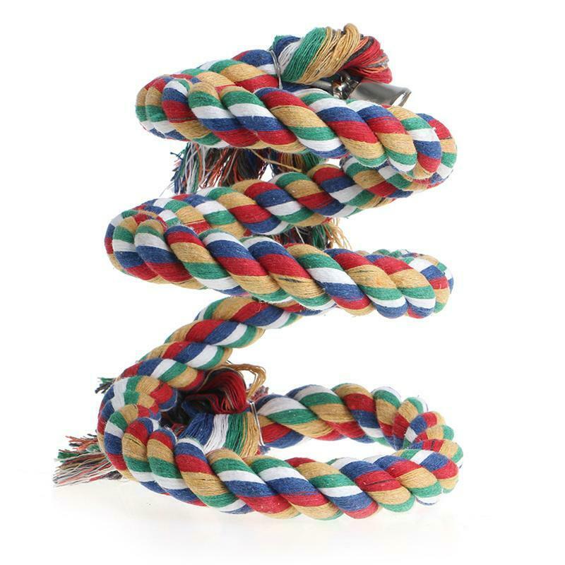 Pet Parrot Chew Rope Budgie Bell Bird Perch Coil Swing Cockatiel Cage Hang Toys