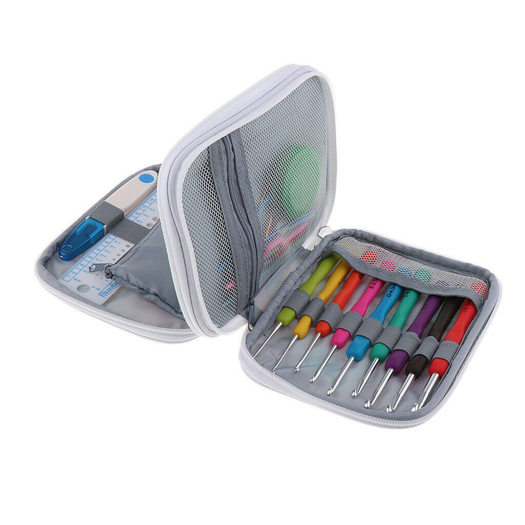 Crochet Hook Kit Yarn Knitting Needle Sewing Tool for Hand Weaving Pink