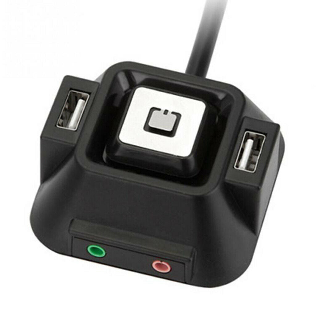 Desktop Case Switch Dual USB Ports Power Reset Button LED Lights Audio Port