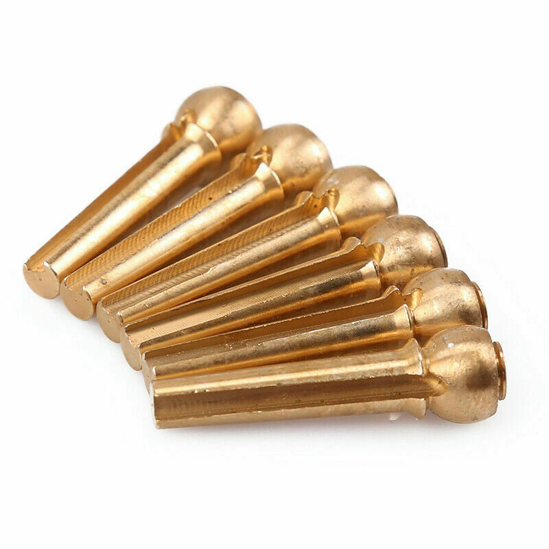 6PC Acoustic Guitar Brass Bridge Pins Brass Cone String Dot Solid String Nails