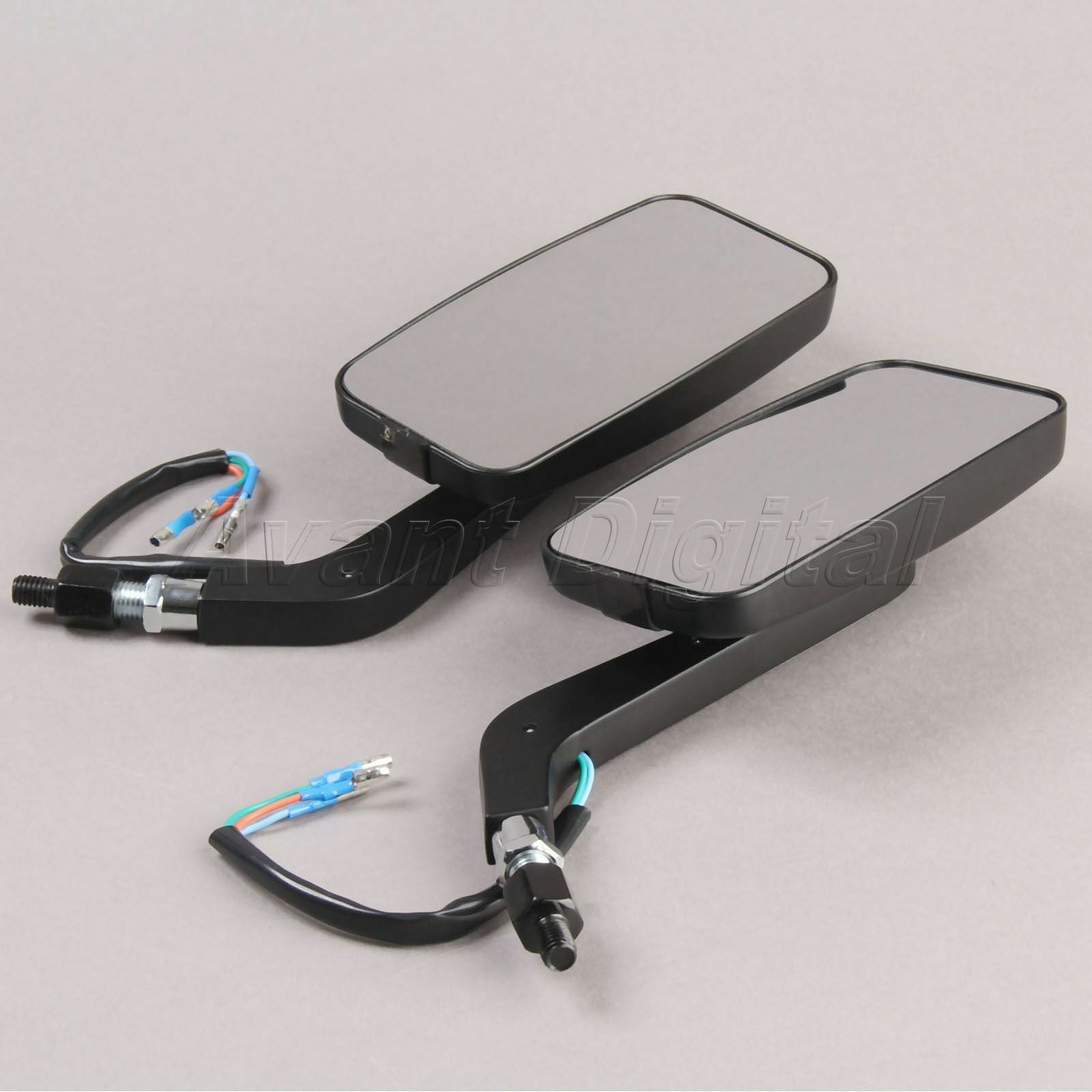 Black Motorcycle Rearview Mirrors 12 LED Turn Signal Indicator Integrated Light