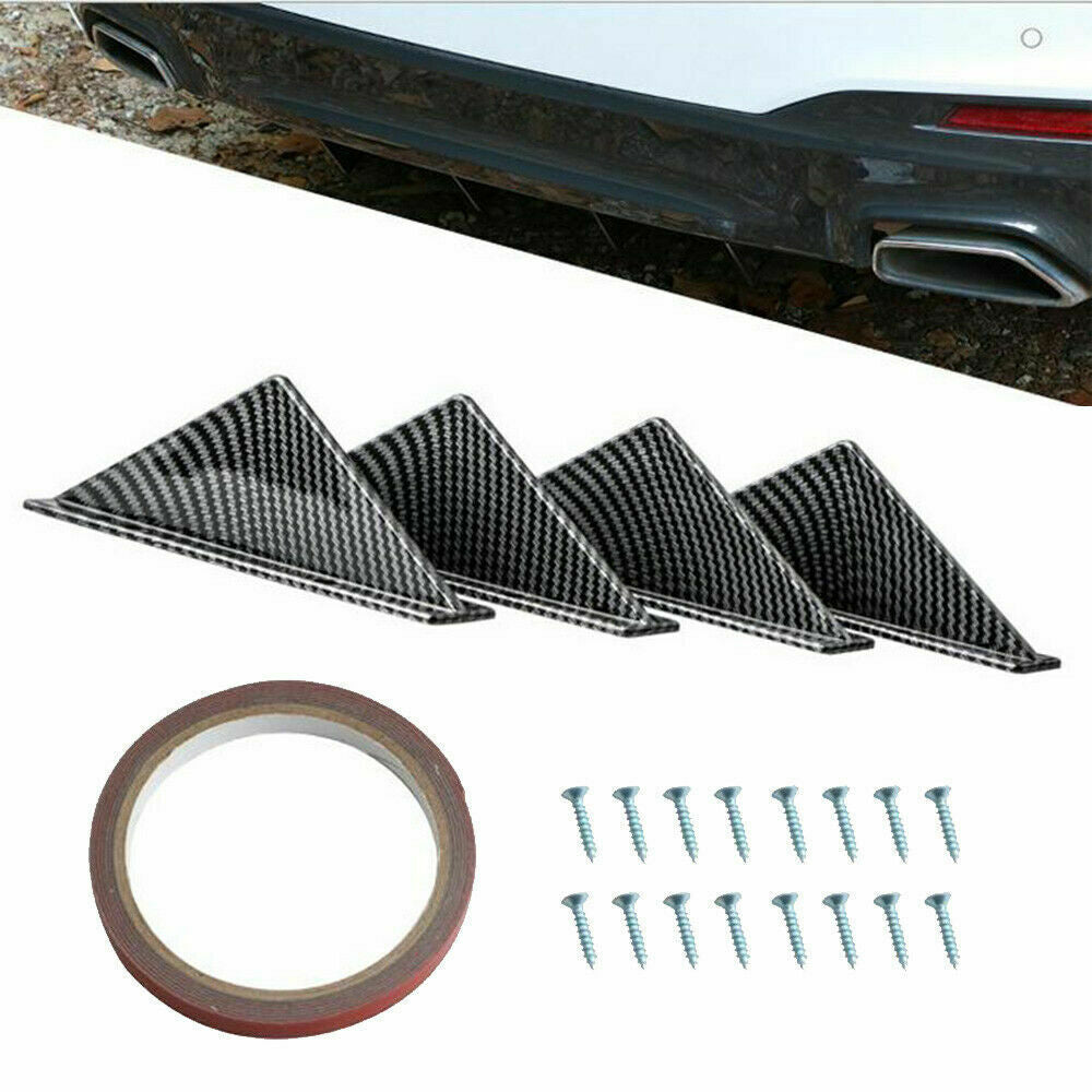 4Pcs Car Rear Bumper Lip Diffuser Shark Fins Spoiler Universal Fits VW GOLF MK