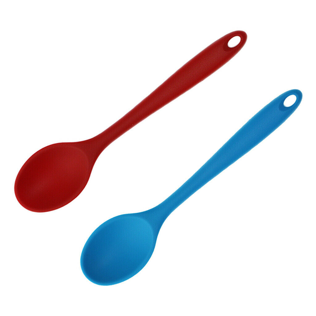 Set of 2 Food Grade Silicone Mini Soup Spoon Infant Tablespoon Flatware 8''
