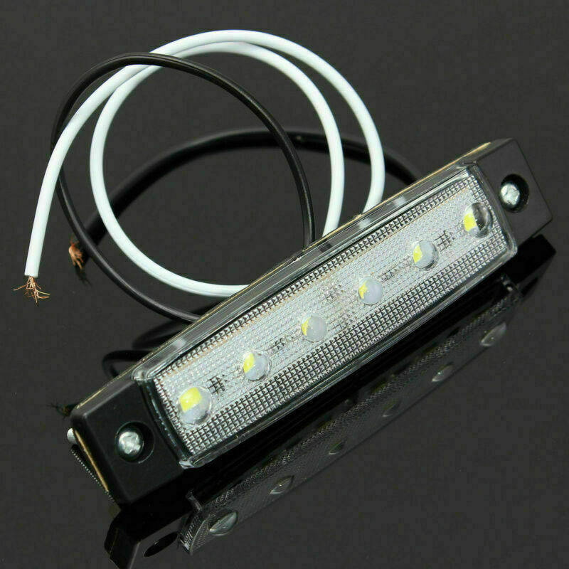10x White 6 LED Side Marker Lamp Clearance Trailer Light Indicator Truck 24V 12V