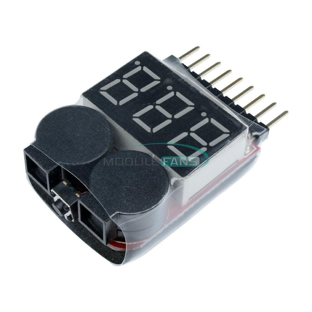 1-8S Lipo Li-ion Fe Battery Voltage 2IN1 Tester Low Voltage Buzzer Alarm Module