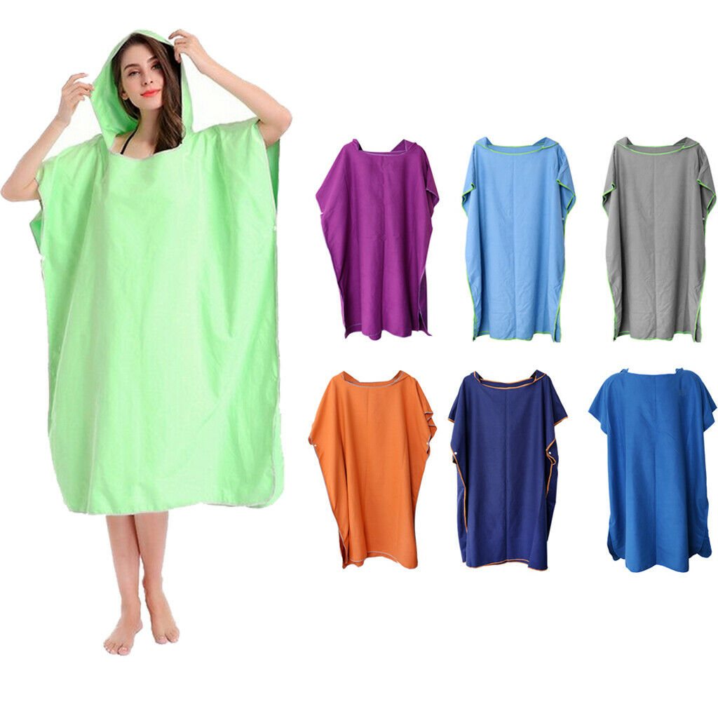 Surf Swim Beach Kayak Wetsuit Changing Towel Poncho Robe Towel & Hood Purple